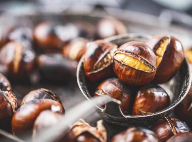 Delicious fresh spoonful of chestnuts