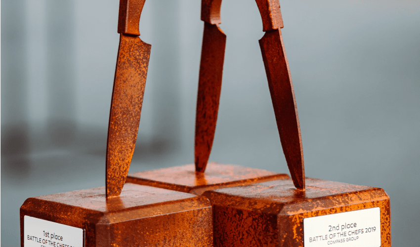 Battle of the Chefs awards waiting for the recipients; compass group